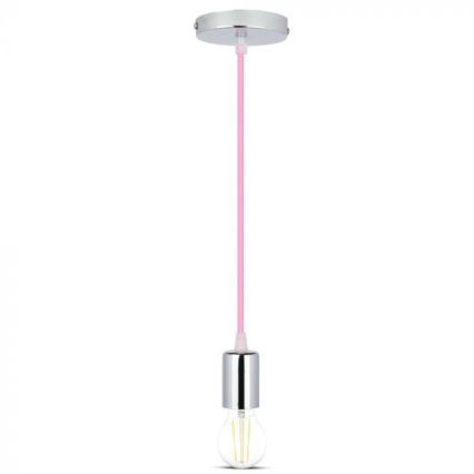 Cabo de carregamento 1xE27/60W/230V rosa claro/cromado brilhante