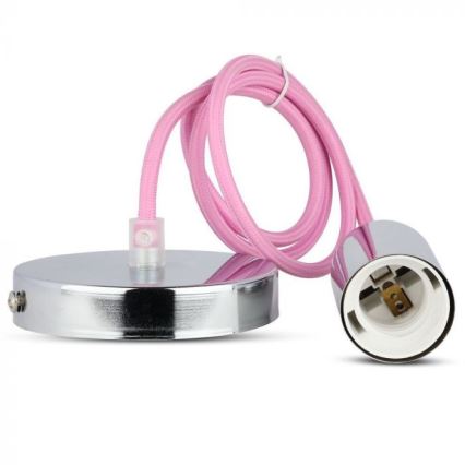 Cabo de carregamento 1xE27/60W/230V rosa claro/cromado brilhante