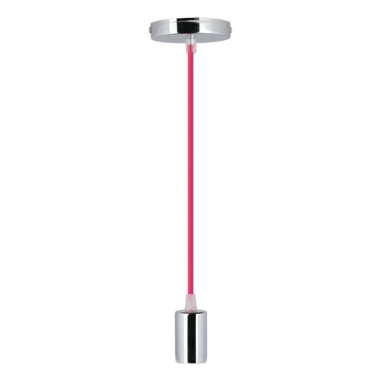 Cabo de carregamento 1xE27/60W/230V rosa escuro/cromado brilhante