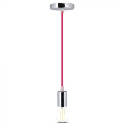 Cabo de carregamento 1xE27/60W/230V rosa escuro/cromado brilhante