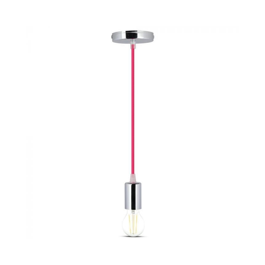 Cabo de carregamento 1xE27/60W/230V rosa escuro/cromado brilhante