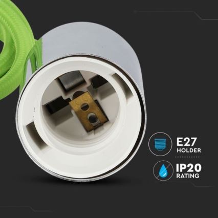 Cabo de carregamento 1xE27/60W/230V verde/cromado brilhante