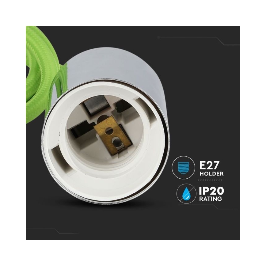 Cabo de carregamento 1xE27/60W/230V verde/cromado brilhante
