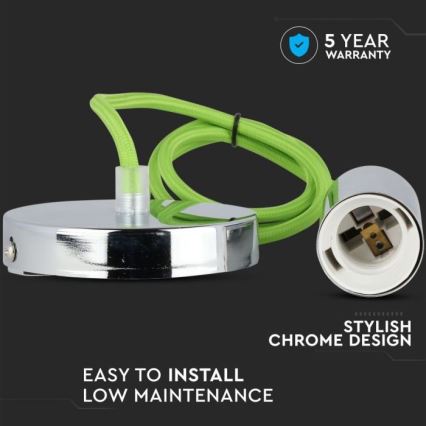 Cabo de carregamento 1xE27/60W/230V verde/cromado brilhante
