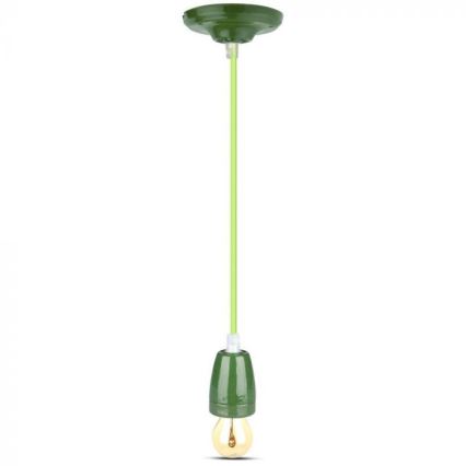 Cabo de carregamento 1xE27/60W/230V verde/porcelana
