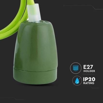 Cabo de carregamento 1xE27/60W/230V verde/porcelana