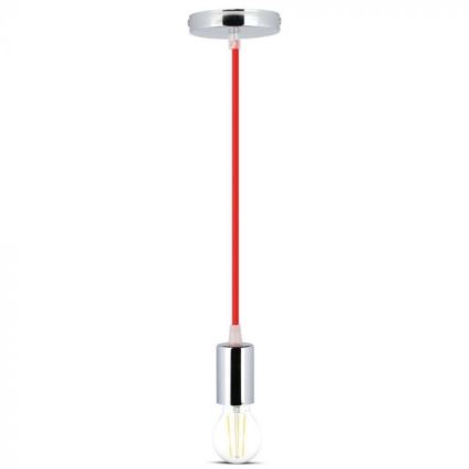 Cabo de carregamento 1xE27/60W/230V vermelho/cromado brilhante