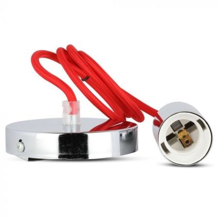Cabo de carregamento 1xE27/60W/230V vermelho/cromado brilhante
