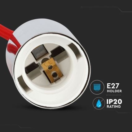 Cabo de carregamento 1xE27/60W/230V vermelho/cromado brilhante
