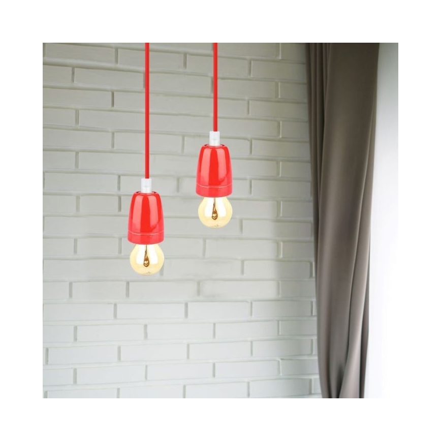 Cabo de carregamento 1xE27/60W/230V vermelho/porcelana