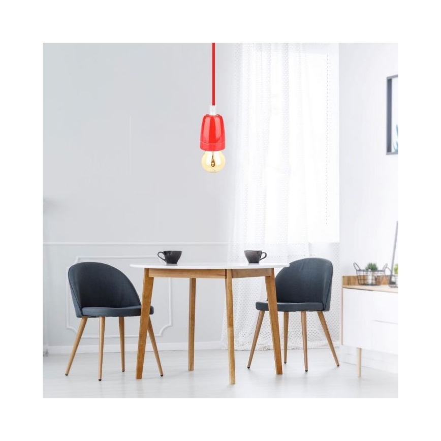Cabo de carregamento 1xE27/60W/230V vermelho/porcelana