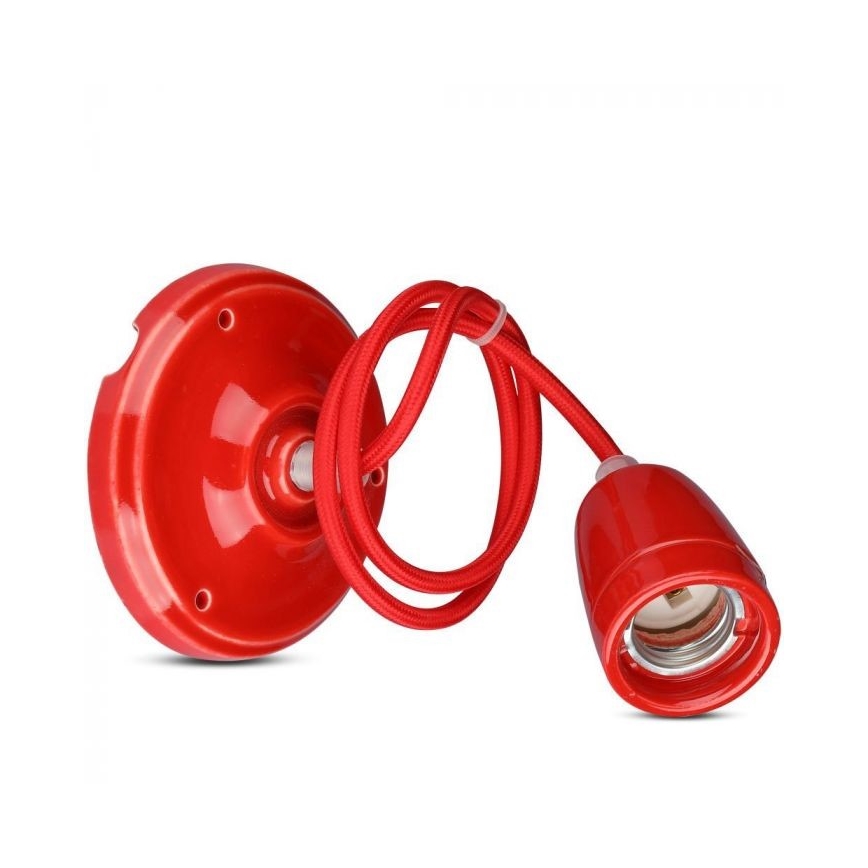 Cabo de carregamento 1xE27/60W/230V vermelho/porcelana