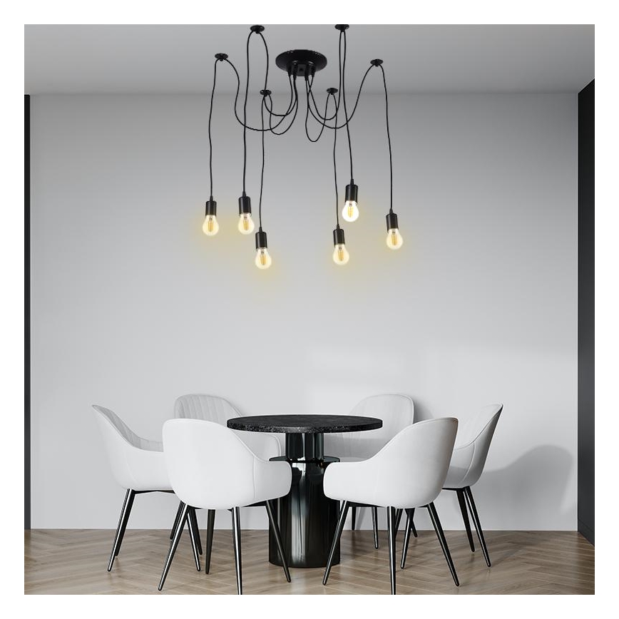 Cabo de carregamento 6xE27/60W/230V aranha preto