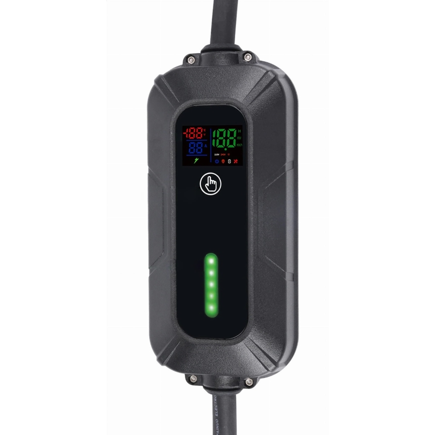 Estação de carregamento de viagem para carros elétricos EV/PHEV AC Tipo 2 16A/400V 22kW IP55 7m + adaptador 230V 3,7kW + caso