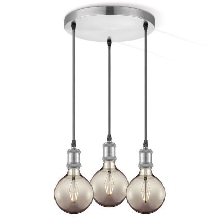 Cabo de carregamento VINTAGE 3xE27/60W/230V cromado mate
