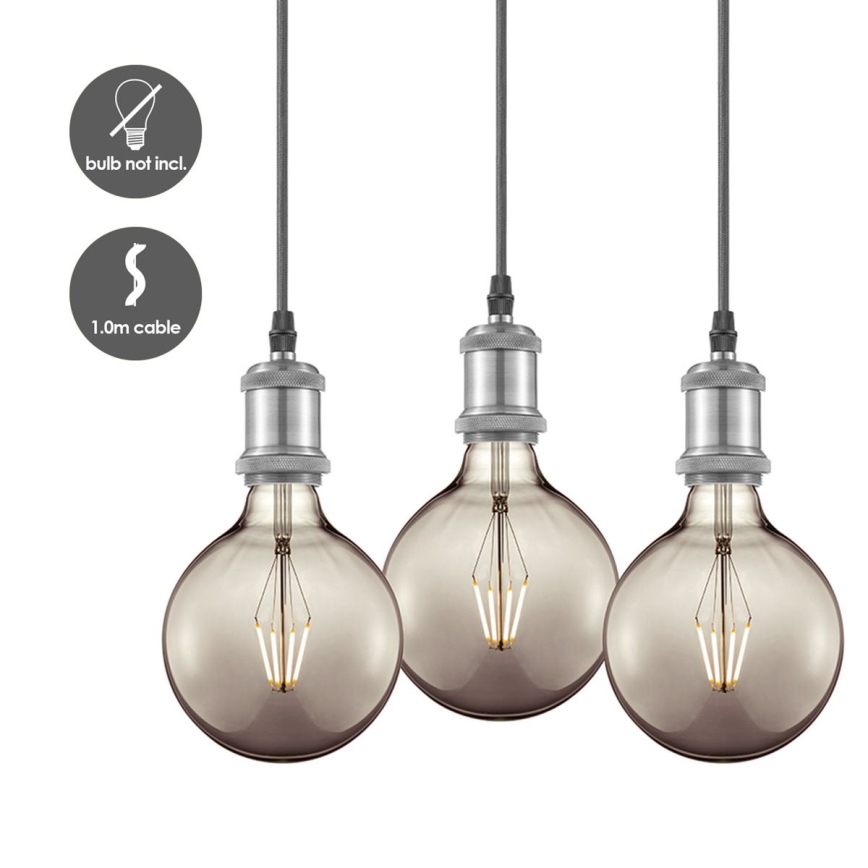 Cabo de carregamento VINTAGE 3xE27/60W/230V cromado mate