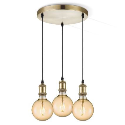 Cabo de carregamento VINTAGE 3xE27/60W/230V latão
