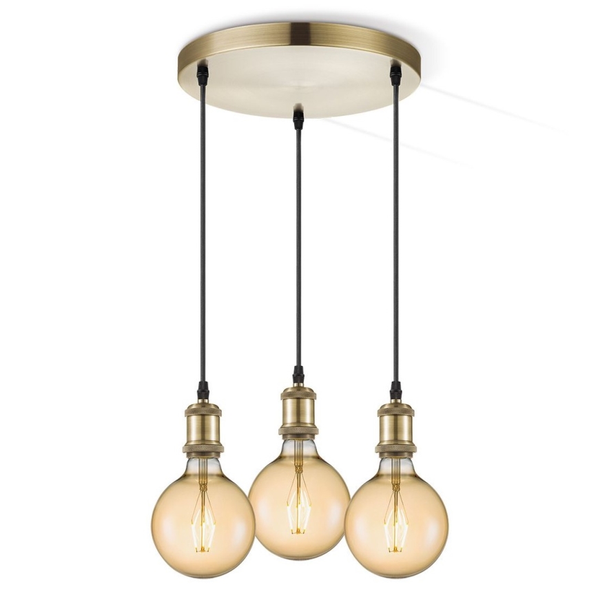 Cabo de carregamento VINTAGE 3xE27/60W/230V latão