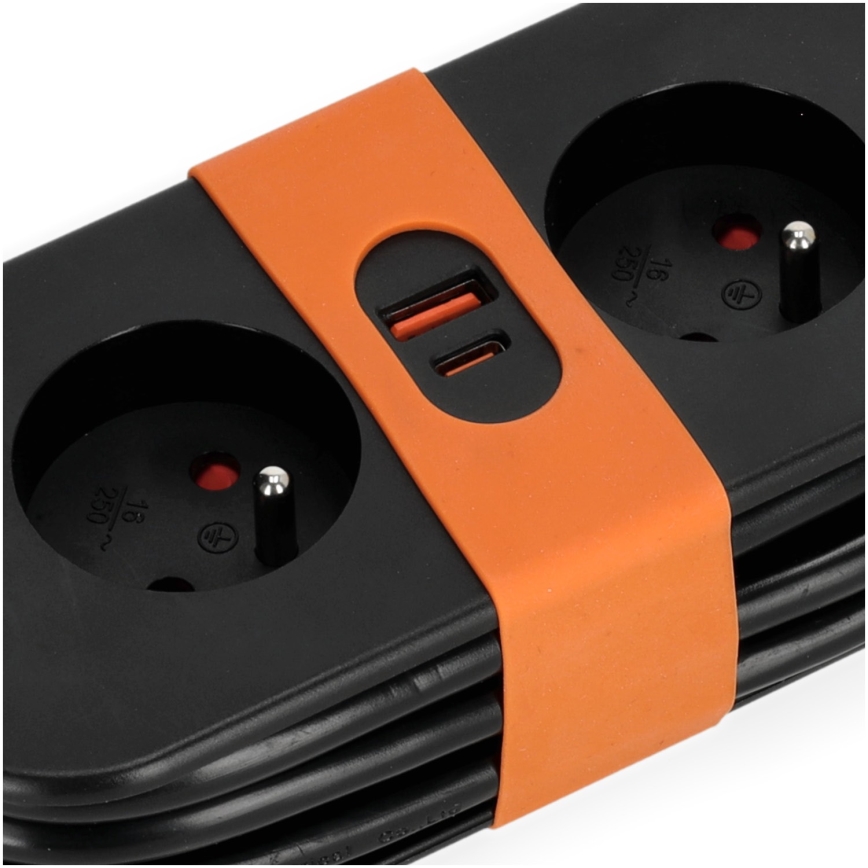 Cabo de extensão 2Z + 2xUSB 1,4 m preto