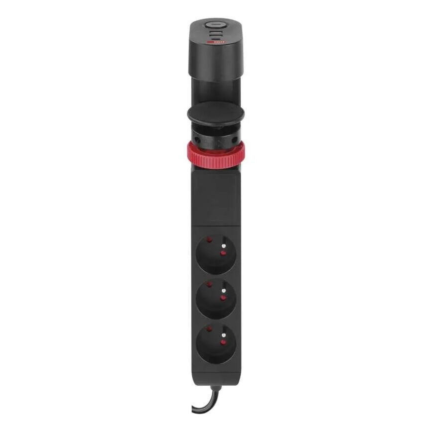 Cabo de extensão com fixação para mesa 3Z + 3xUSB 1,5m preto