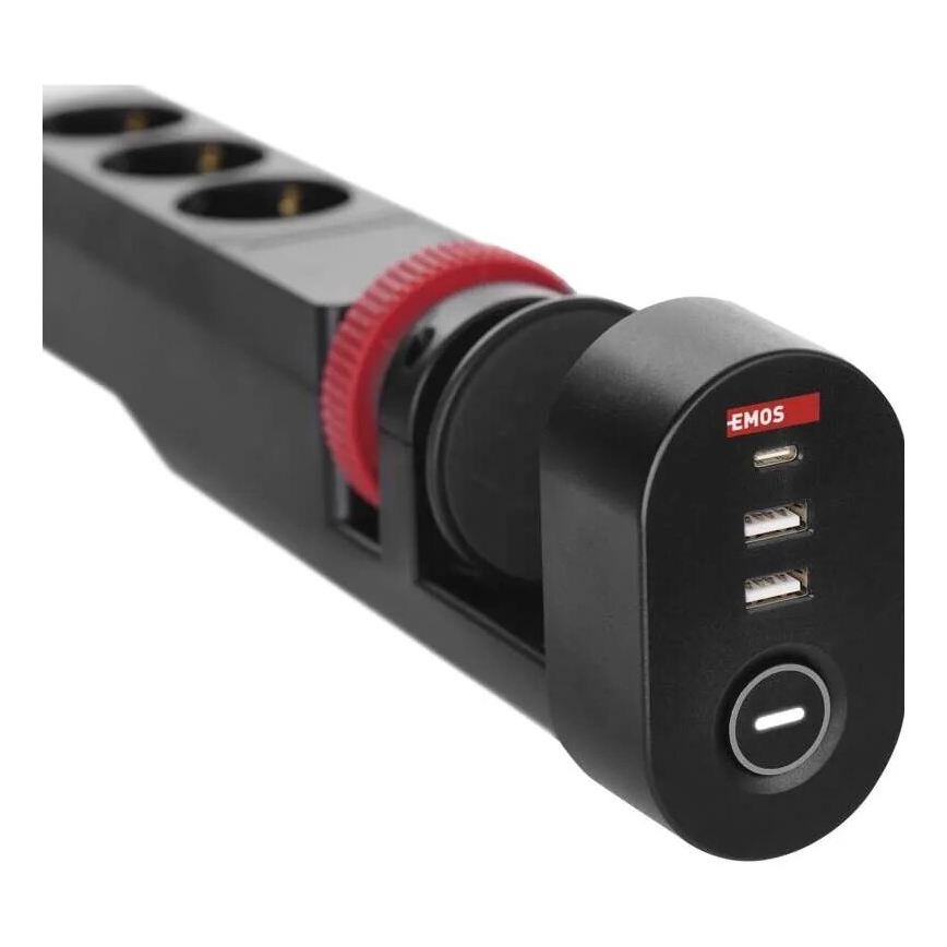 Cabo de extensão com fixação para mesa 3Z + 3xUSB 1,5m preto