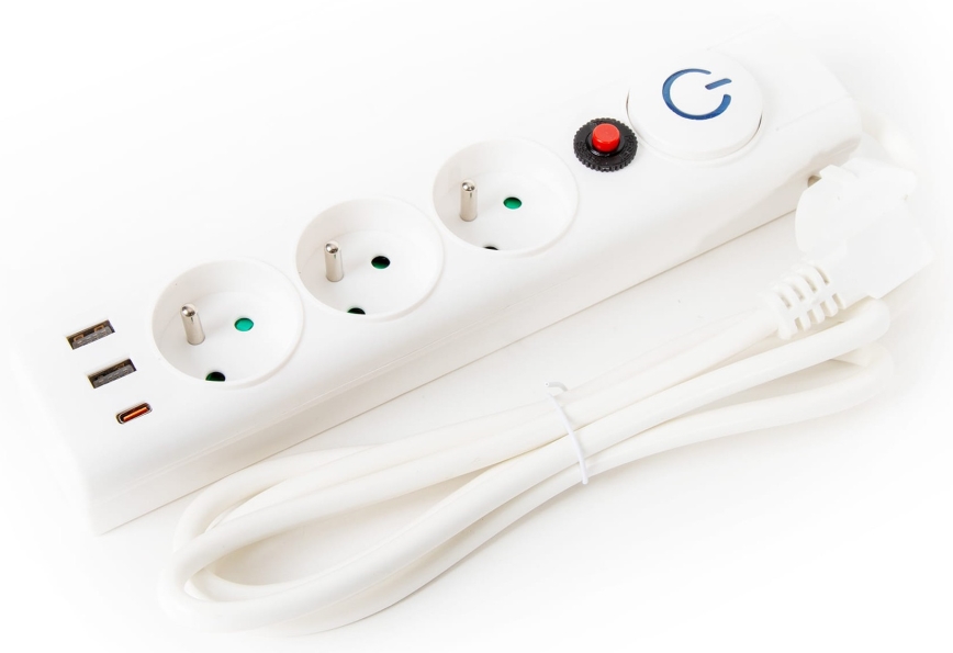 Cabo de extensão com interruptor 3Z Tipo E + 2xUSB-A + 1xUSB-C 1,5m