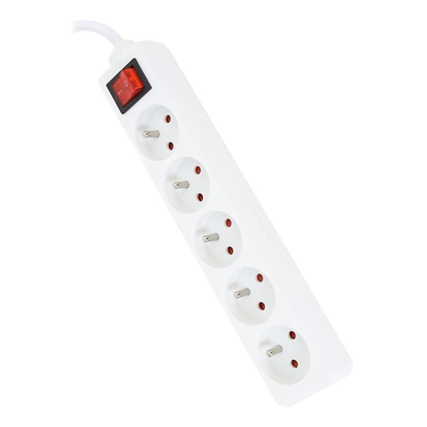 Cabo de extensão com interruptor 5Z Type E 5m branco