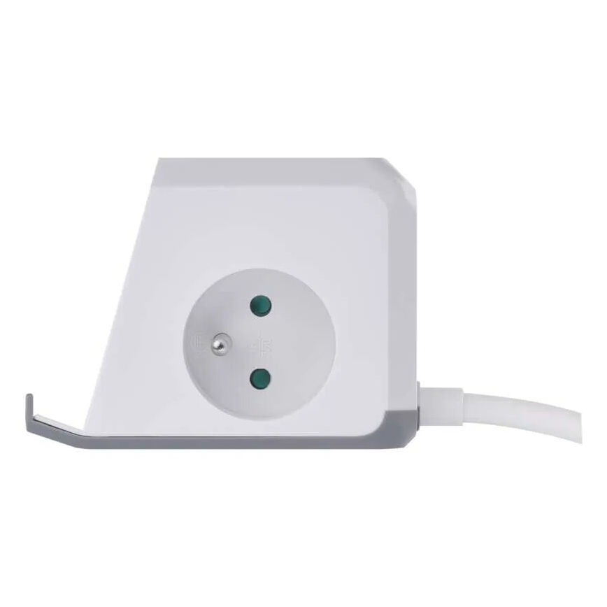 Cabo de extensão cubo com carregamento sem fios QI 2Z +2xUSB-A+1xUSB-C 2m branco