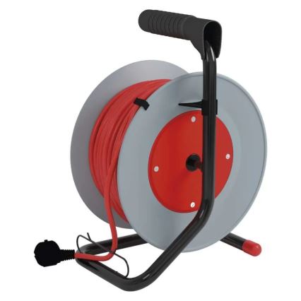 Extensão de cabo em carretel 4 tomadas 15m vermelho/cinza