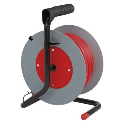 Extensão de cabo em carretel 4 tomadas 15m vermelho/cinza