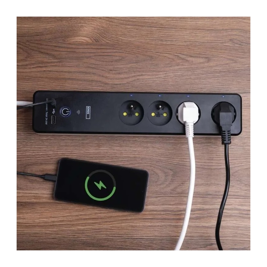 Cabo de extensão inteligente com interruptor GoSmart 4Z + 1xUSB-A + 1xUSB-C 2 m Wi-Fi Tuya