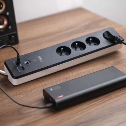 Cabo de extensão inteligente com interruptor GoSmart 4Z + 1xUSB-A + 1xUSB-C 2 m Wi-Fi Tuya