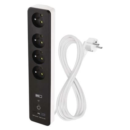 Cabo de extensão inteligente com interruptor GoSmart 4Z + 1xUSB-A + 1xUSB-C 2 m Wi-Fi Tuya