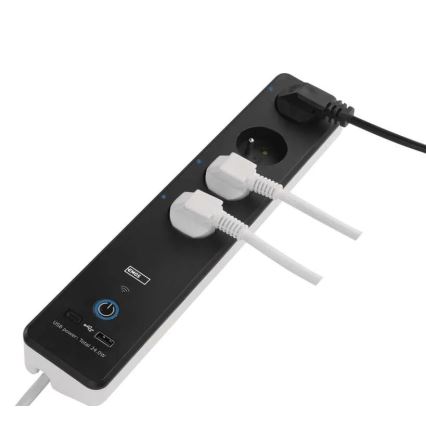 Cabo de extensão inteligente com interruptor GoSmart 4Z + 1xUSB-A + 1xUSB-C 2 m Wi-Fi Tuya