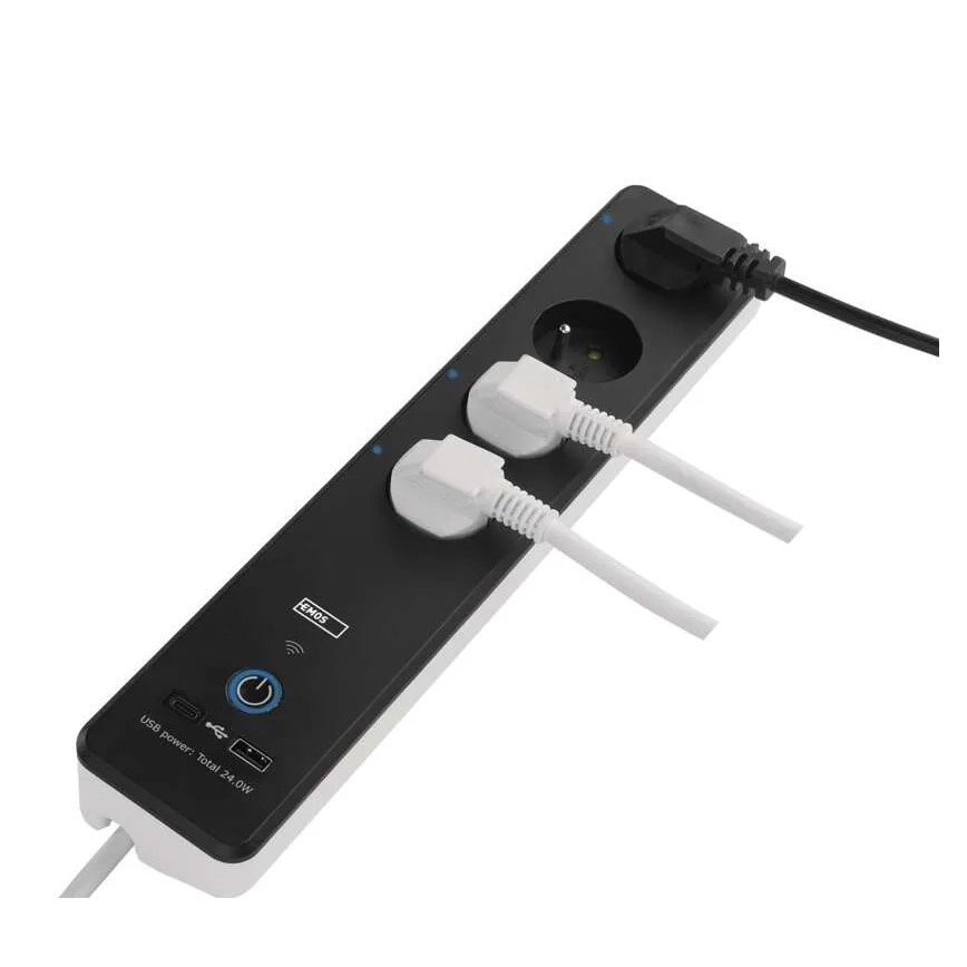 Cabo de extensão inteligente com interruptor GoSmart 4Z + 1xUSB-A + 1xUSB-C 2 m Wi-Fi Tuya