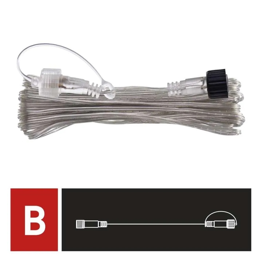 Cabo de extensão para cordões de iluminação interligáveis, transparente, 10 m, IP44