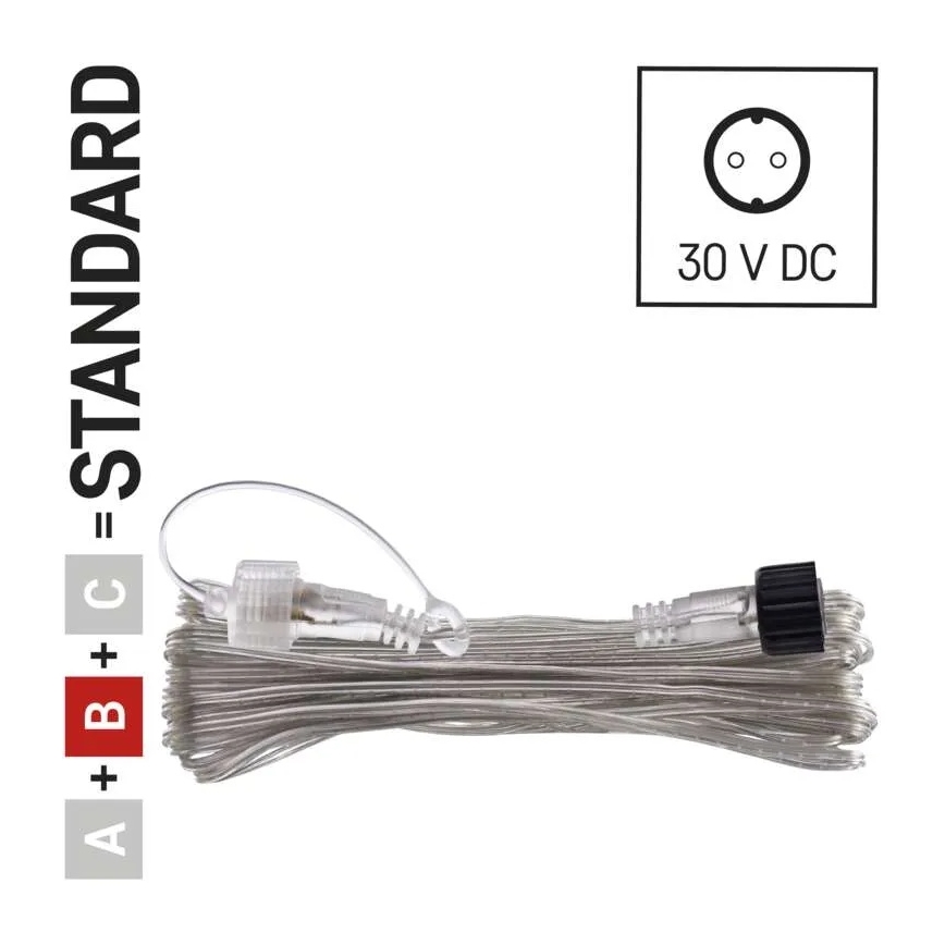 Cabo de extensão para cordões de iluminação interligáveis, transparente, 10 m, IP44
