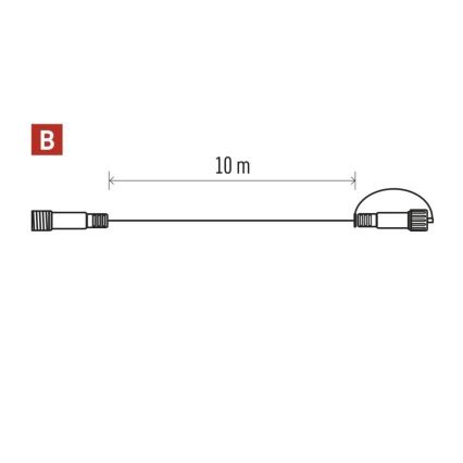 Cabo de extensão para cordões de iluminação interligáveis, transparente, 10 m, IP44