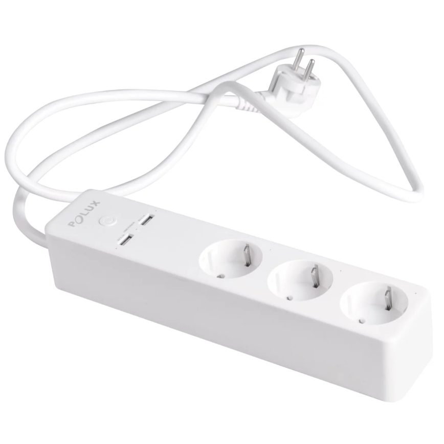 Cabo de extensão SMART com interruptor 1,5m + 2xUSB/Wi-Fi Tuya SCHUKO