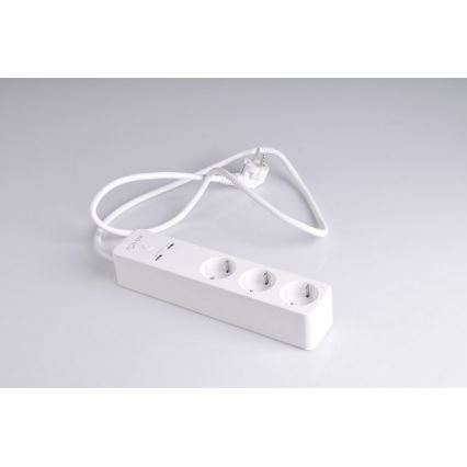 Cabo de extensão SMART com interruptor 1,5m + 2xUSB/Wi-Fi Tuya SCHUKO