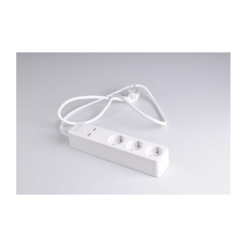 Cabo de extensão SMART com interruptor 1,5m + 2xUSB/Wi-Fi Tuya SCHUKO