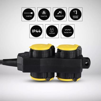Extensão elétrica 4 tomadas SCHUKO 3m IP44
