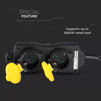 Extensão elétrica 4 tomadas SCHUKO 3m IP44