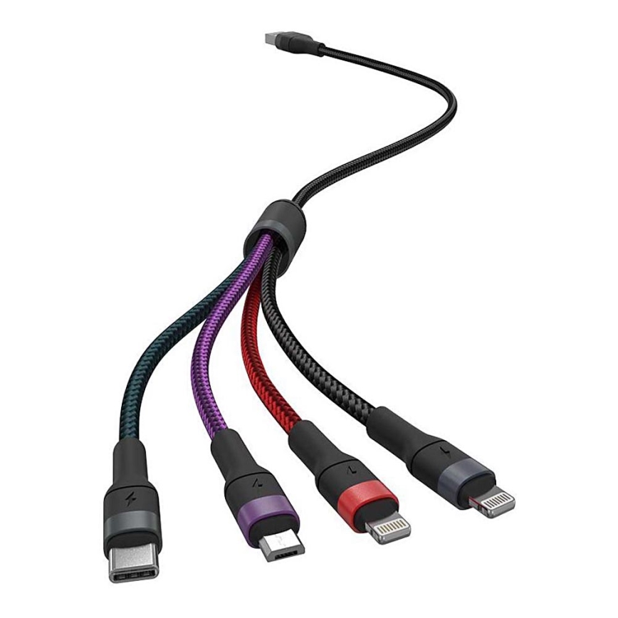 Cabo USB USB-A / USB Lightning / MicroUSB / USB-C 1,2m multicolor