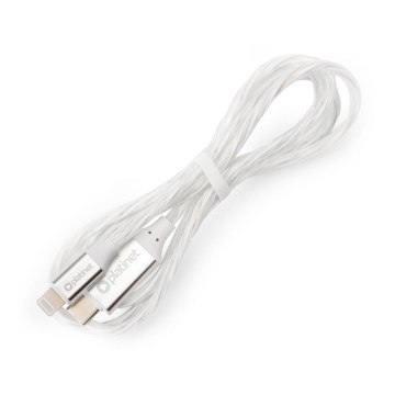 Cabo USB USB-C / Lightning conector com LED retroiluminação 27W 1m branco