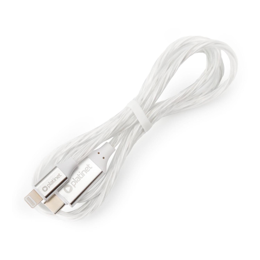 Cabo USB USB-C / Lightning conector com LED retroiluminação 27W 1m branco