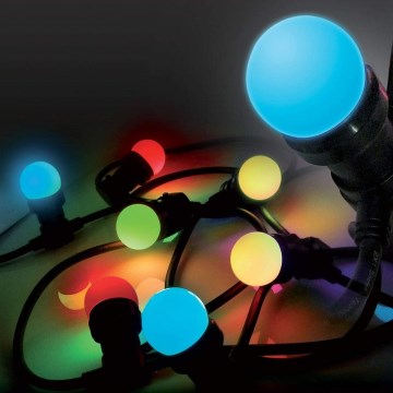 Cadeia de luzes LED exterior EASY CONNECT 8xE27 5m IP44 multicolor