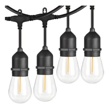 Cadeia decorativa LED exterior 15xE27/1W/230V 15 m IP65 preta