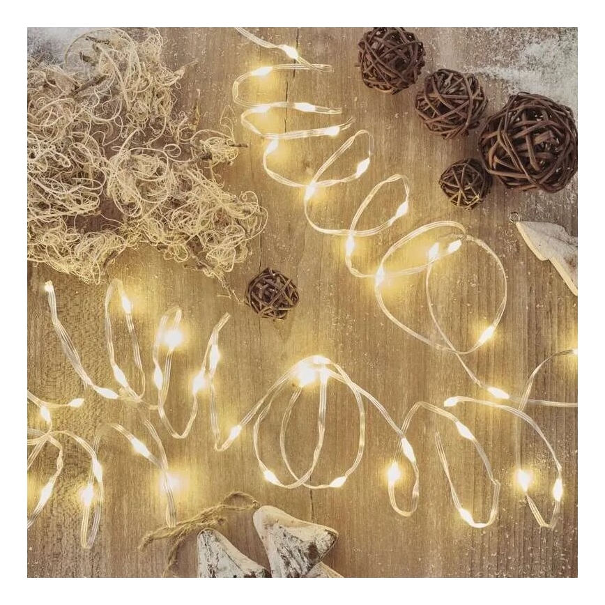 Cadeia de luzes LED exterior para Natal 120xLED/17m IP44 branco quente