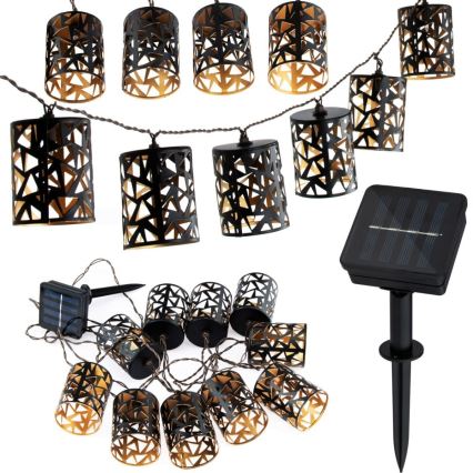 Cadeia Solar LED 10xE12/3,65m 600 mAh IP44 branco quente